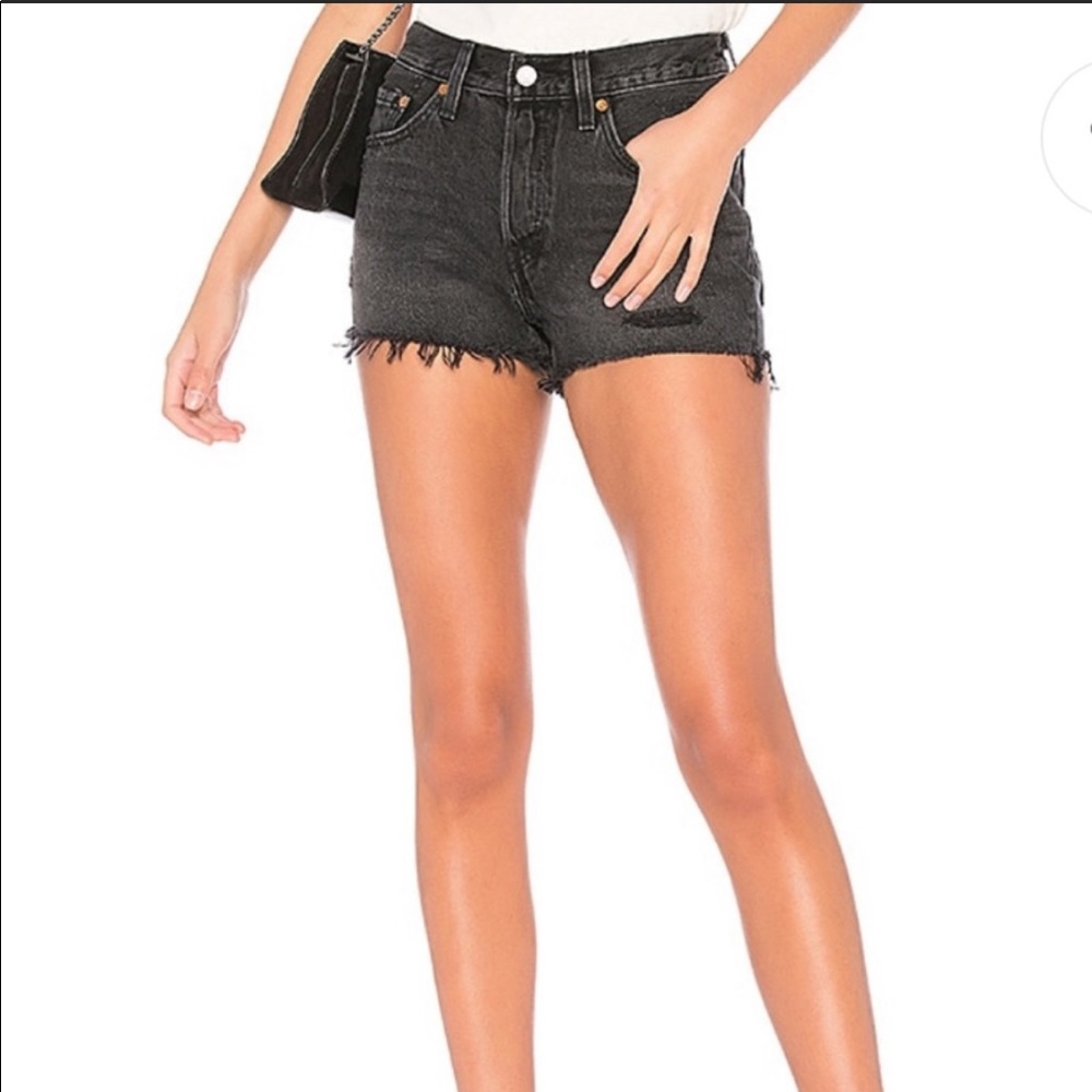 Levis 501 Denim Jean Shorts in Fun Night Wash Black